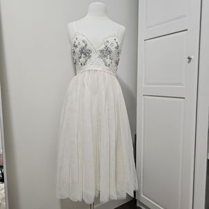 Ivory Beads/Crystals Embellished Long Dress